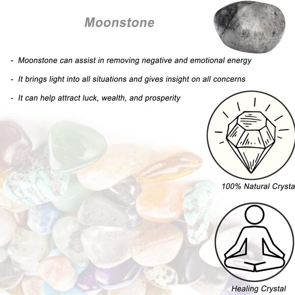 Moonstone Healing Crystal Stones, 1.25-2.0" Large Reiki Healing Gemstones Natura - Picture 4 of 7